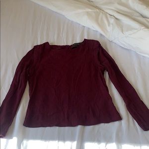 Burgundy blouse with shoulder detailing
